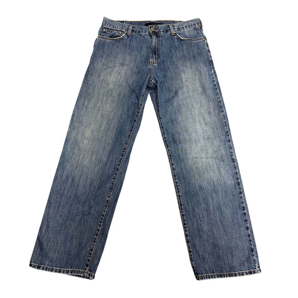 Calvin Klein Jeans Mens 36x32 Straight Fit Medium Wash Classic Denim Distressed